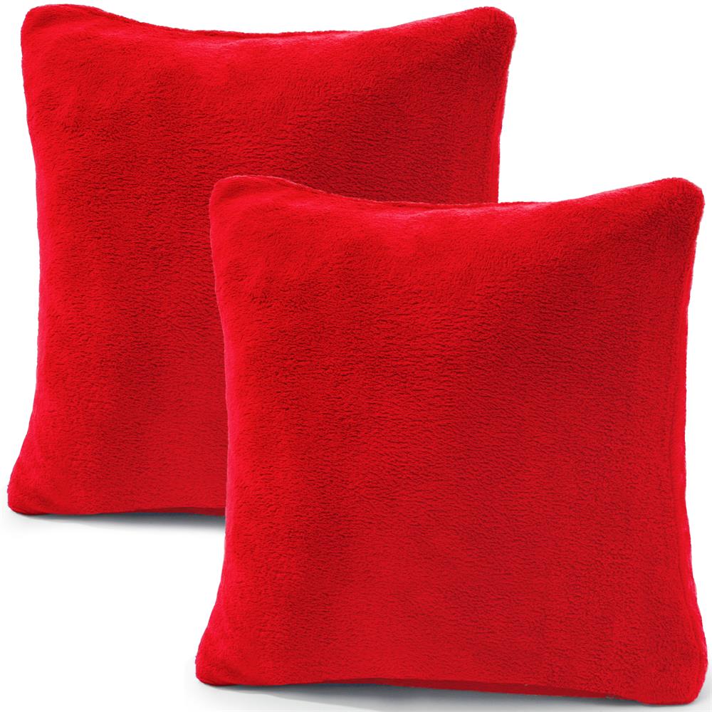Coral-Fleece Haushalt CelinaTex Sichtschutz, Doppelpack 40x40 Heimtextilien, und Bettwaren, Kissenbezug Sonnensegel flauschig rot Comfortable