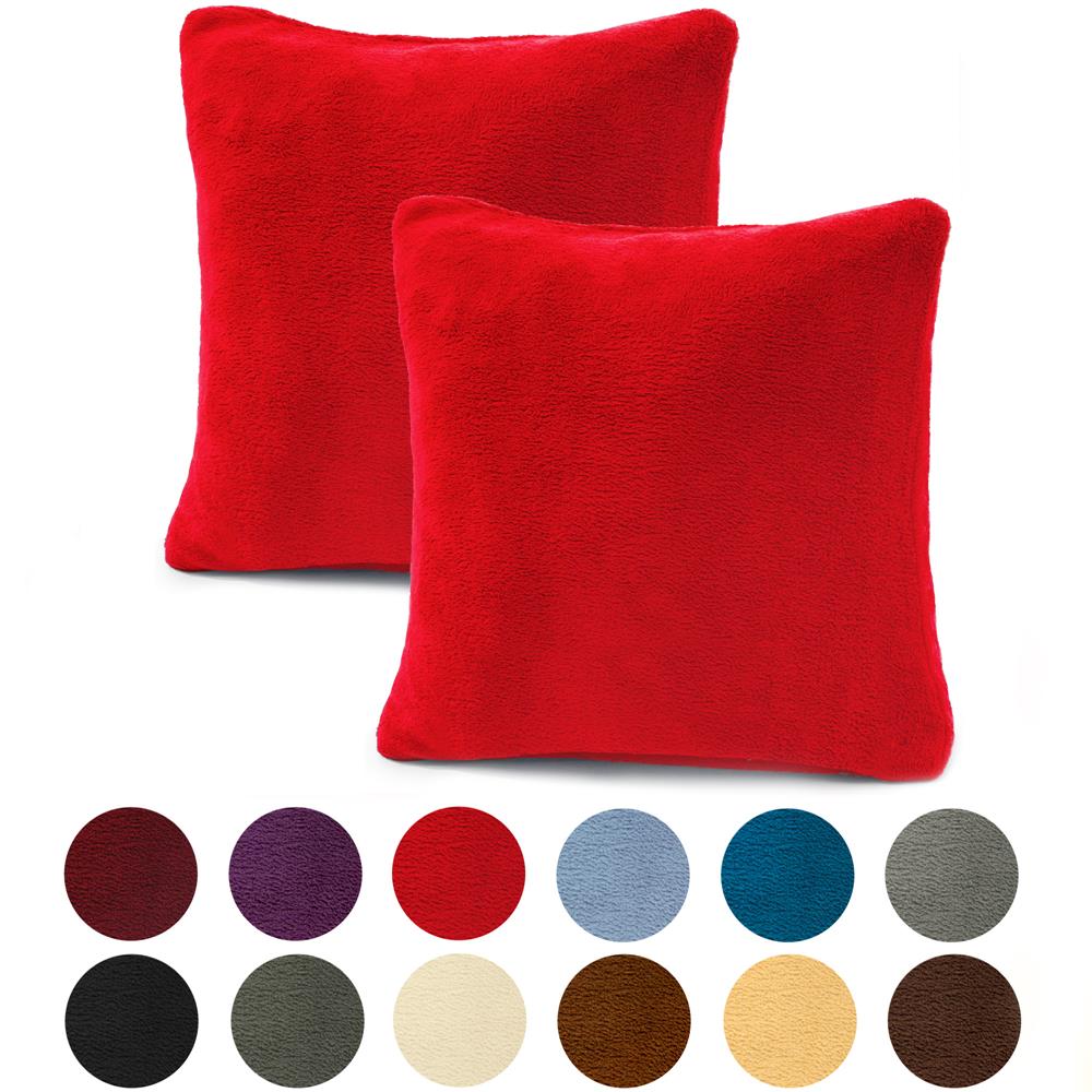 CelinaTex Kissenbezug Coral-Fleece flauschig Comfortable Doppelpack 40x40  rot Heimtextilien, Bettwaren, Sichtschutz, Haushalt und Sonnensegel