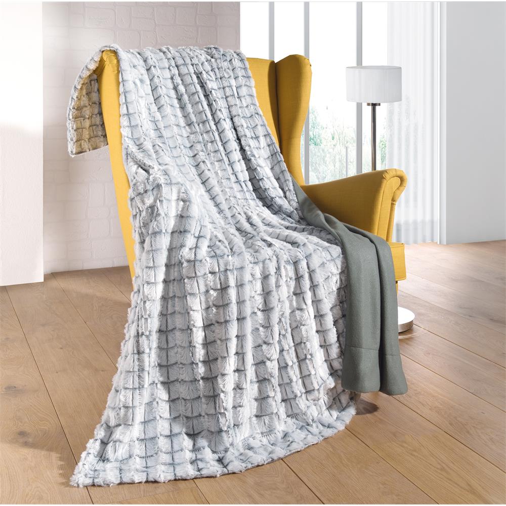 aqua-textil Kuscheldecke Polar-Fleece Fell-Imitat Masha XXL 200x220 grau  Heimtextilien, Bettwaren, Sichtschutz, Haushalt und Sonnensegel