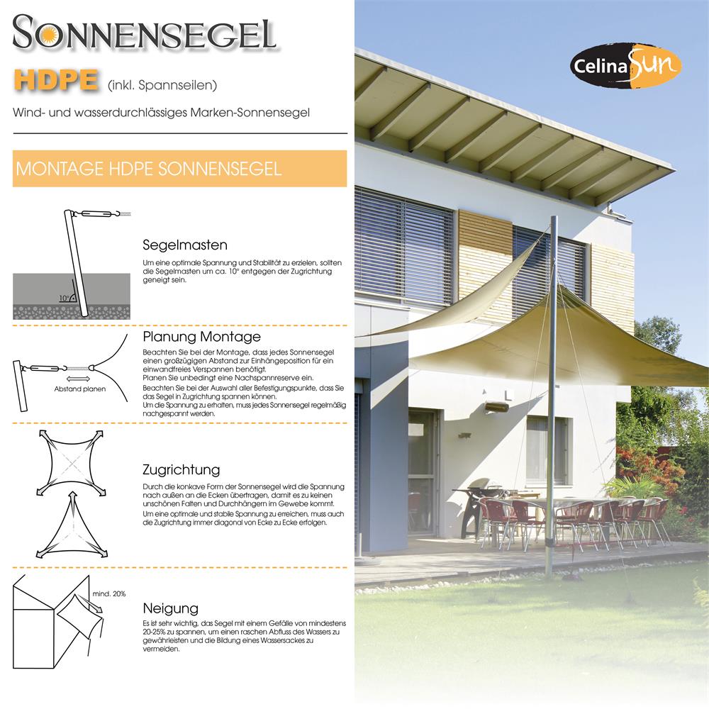 Trade-Shop HDPE Sonnensegel / Sonnenschutz 3x4m Rechteck wasserdurchlässig  atmungsaktiv für Camping Innenhof Garten Park Spielplatz / UV