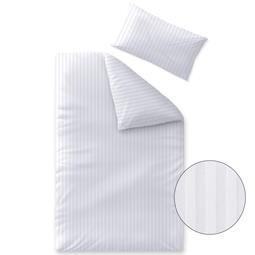 aqua-textil Nele Damast Bettwäsche Garnitur Baumwolle Mako Satin 135x200 mit Kissenbezug 40x80 weiß Uni Streifen