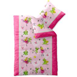 CelinaTex Kinder Bettwäsche Baumwolle Reißverschluss Biber Kids 135x200 Prinzessin Frosch rosa