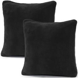 CelinaTex Kissenbezug Coral-Fleece flauschig Comfortable Doppelpack 50x50 schwarz