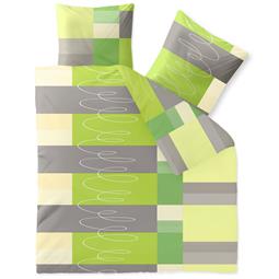 CelinaTex Bettwäsche Garnitur 200x220 Baumwolle Reißverschluss Fashion Ellen grün grau weiß