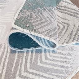 CelinaTex CARPET Teppich Indoor Outdoor 80 x 150 cm Baumwolle grau weiß grün Streifen Rauten