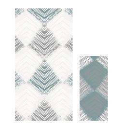 CelinaTex CARPET Teppich Indoor Outdoor 80 x 150 cm Baumwolle grau weiß grün Streifen Rauten
