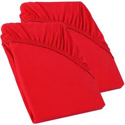 CelinaTex Spannbettlaken Topper Baumwolle Perla Doppelpack  rubin rot 90x200 - 100x200