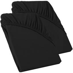 CelinaTex Spannbettlaken Topper Baumwolle Perla Doppelpack  schwarz 90x200 - 100x200