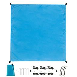 CelinaSun Sonnensegel PES UPF 50+ outdoor Thermobeschichtung ultraleicht mit Viererpack Spannseil elastisch Quadrat 2x2 m blau