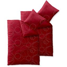 aqua-textil Bettwäsche Garnitur Baumwolle Trend 4 teilig 135x200 Chara rot grau
