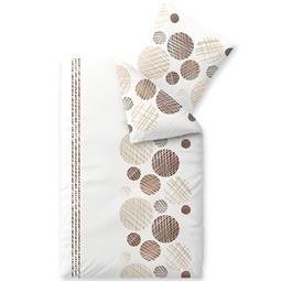 aqua-textil Bettwäsche Garnitur Baumwolle Trend 4 teilig 155x220 Cleo weiß sandbeige dunkelbraun
