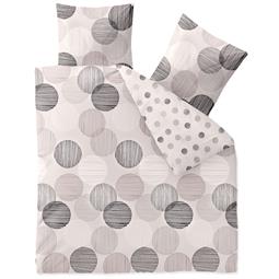 aqua-textil Bettwäsche Garnitur Baumwolle Trend 200x220 Filia Punkte Beige Weiß Grau Anthrazit