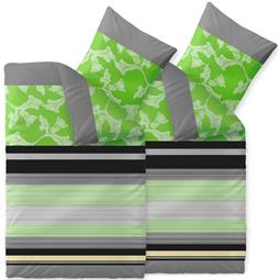 aqua-textil Bettwäsche Garnitur Baumwolle Trend 4 teilig 155x220 Imani grün grau