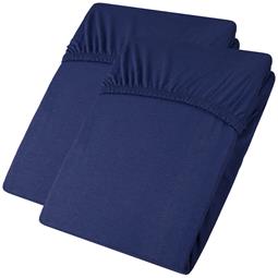 aqua-textil Spannbettlaken Baumwolle Jersey Viana Doppelpack 140x200 - 160x200 dunkelblau