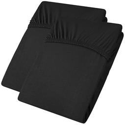 aqua-textil Spannbettlaken Baumwolle Jersey Viana Doppelpack 90x200-100x200 schwarz